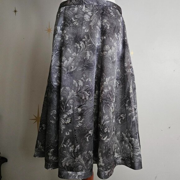 Coldwater Creek Dresses & Skirts - Coldwater Creek Petite Medium Grey Silver Satin Midi Skirt with Sequins